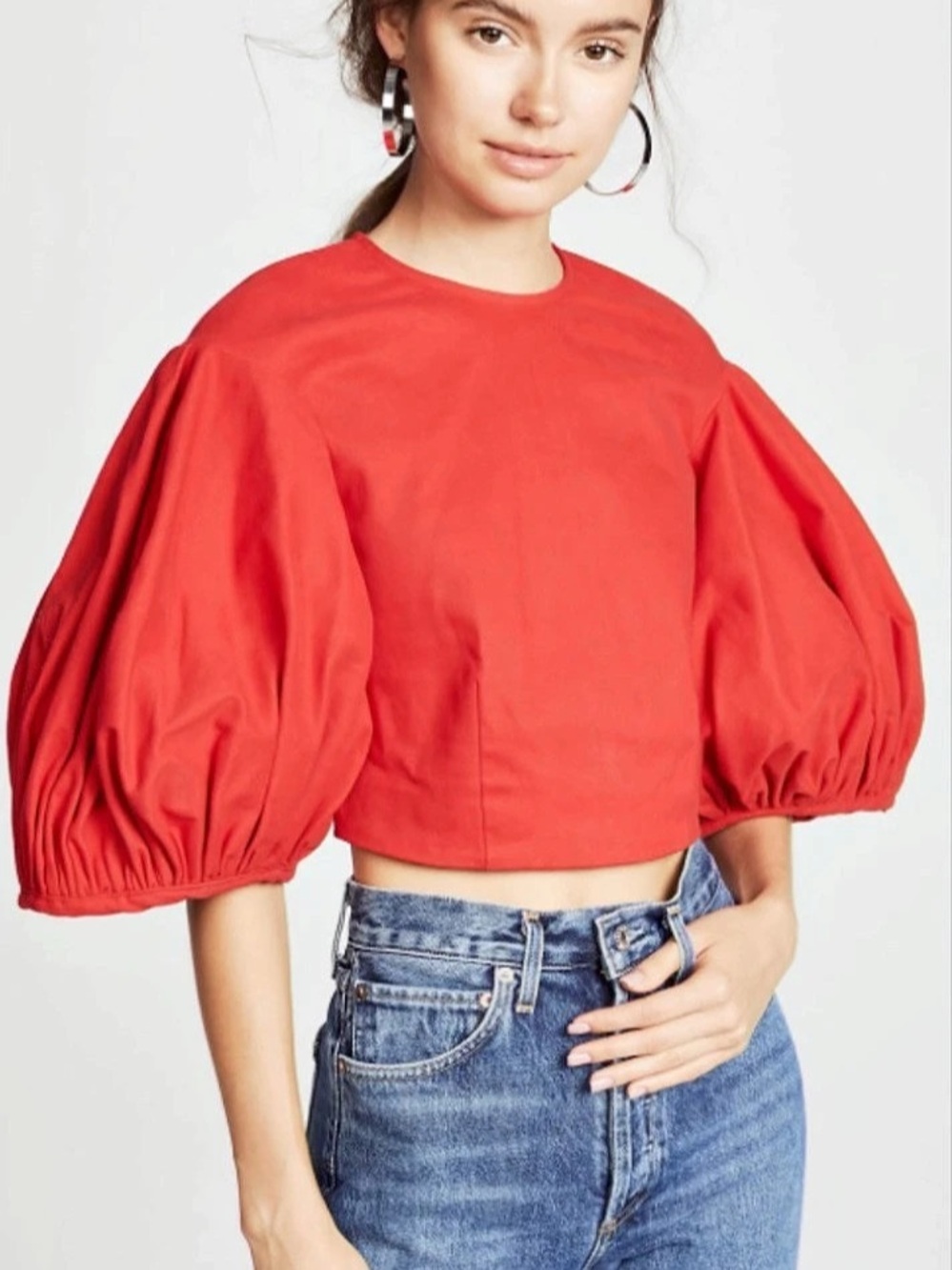 EDIT Red Puff Sleeve Top Size Small #15